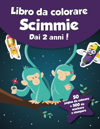 Libro da colorare per bambini - Scimmie (dai 2 anni): 50 pagine da colorare + 500 da scaricare e stampare! von Independently published