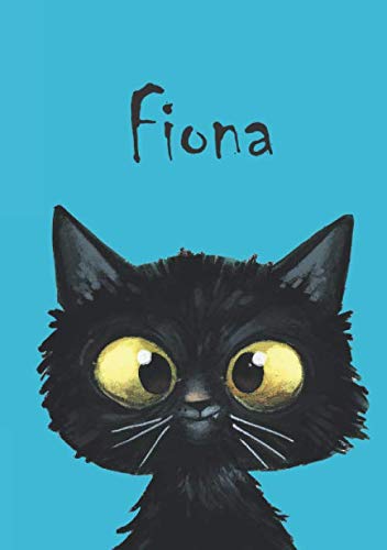 Fiona: Katzen - Notizbuch / Malbuch / Tagebuch - DIN A4 - blanko mit kleiner Katze auf jeder zweiten Seite - glänzendes Coverfinish