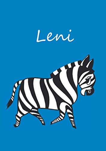 Leni: individualisiertes Malbuch / Notizbuch / Tagebuch - Zebra - A4 - blanko - blau