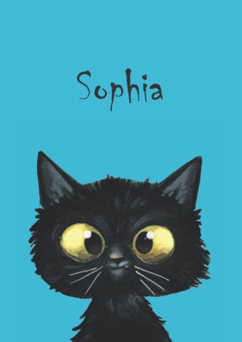 Sophia: Katze - Notizbuch / Malbuch - DIN A4 - blanko - glänzendes Coverfinish