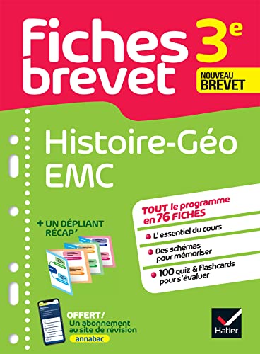 Fiches brevet - Histoire-Géographie EMC 3e Brevet 2025: tout le programme en fiches de révision détachables von HATIER