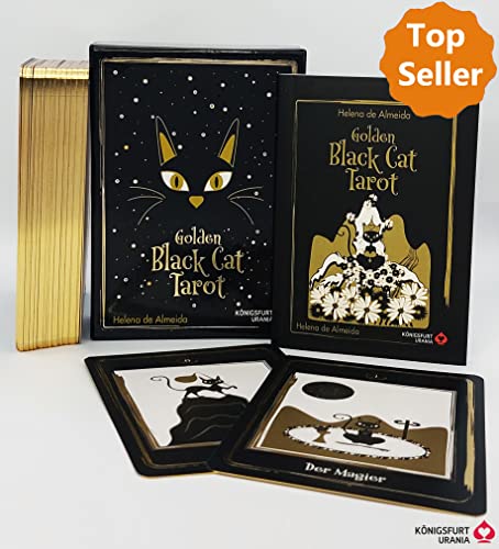 Golden Black Cat Tarot - Hochwertige Stülpdeckelschachtel mit Goldfolie: 78 Karten mit Golddruck und Booklet: 96 Seiten (Katzen Tarot, Tier Tarot)
