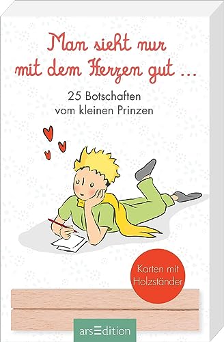 Man sieht nur mit dem Herzen gut. 25 Botschaften vom kleinen Prinzen: Karten mit Holzständer | Liebevolle Grußkarten, die glücklich machen Man sieht nur mit dem Herzen gut. 25 Botschaften vom kleinen Prinzen: Karten mit Holzständer | Liebevolle Grußkarten, die glücklich machen