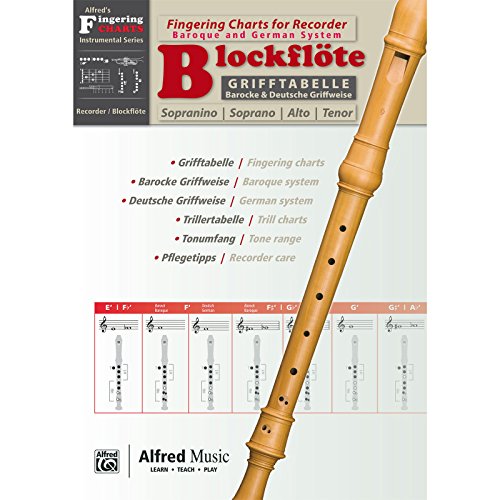 Alfred's Fingering Charts Instrumental Series: Grifftabelle Blockflöte | Fingering Chart Recorder | Blockflöte | Buch: Zweisprachige Grifftabelle ... Tonumfang, Pflege und zur Blockflöten-Familie