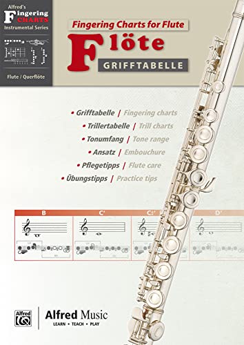 Alfred's Fingering Charts Instrumental Series: Grifftabelle Querflöte | Fingering Charts Flute | Querflöte | Buch: Zweisprachige Grifftabelle für ... Ansatz-, Pflege- und Übungstipps