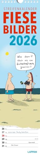 Fiese Bilder Streifenkalender 2026: Monatskalender für die Wand: Streifenplaner mit Spiralbindung, schmal im Format 12 x 46 cm | Planer mit Schwarzem Humor zum Aufhängen Fiese Bilder Streifenkalender 2026: Monatskalender für die Wand: Streifenplaner mit Spiralbindung, schmal im Format 12 x 46 cm | Planer mit Schwarzem Humor zum Aufhängen von Lappan