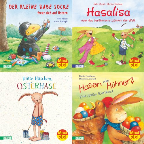 Ostern (4x5 Exemplare): Hasen oder Hühner. Rötte Häschen, Osterhase. Hasalisa. Der kleine Rabe Socke freut sich auf Ostern (Maxi-Pixi-Box, Band 16)