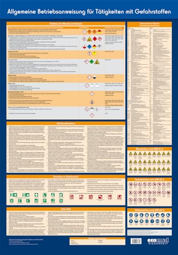 Wandtafel Allgemeine Betriebsanweisung für Tätigkeiten mit Gefahrstoffen von ecomed Sicherheit