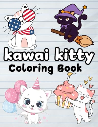 kawaii kitty coloring book: coloring pages for kids and adults featuring cute kawaii cats kitties with bold and easy illustrationsfor relaxation von Independently published