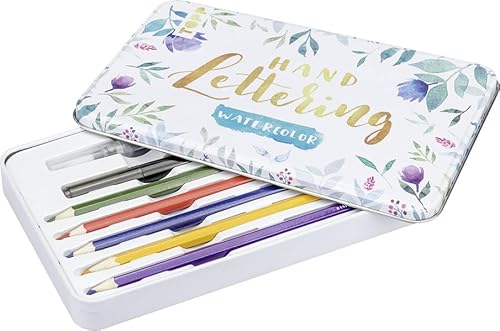 Handlettering Watercolor Schmuckdose: Aquarell-Buntstifte, Wassertankpinsel, Brushpen und Kurzanleitung für Handlettering Watercolor-Einsteiger und -Fortgeschrittene Handlettering Watercolor Schmuckdose: Aquarell-Buntstifte, Wassertankpinsel, Brushpen und Kurzanleitung für Handlettering Watercolor-Einsteiger und -Fortgeschrittene