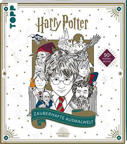 Harry Potter - Zauberhafte Ausmalwelt: Das offizielle Ausmalbuch. Cover mit Gold-Highlights und metallische Effekten im Innenteil Harry Potter - Zauberhafte Ausmalwelt: Das offizielle Ausmalbuch. Cover mit Gold-Highlights und metallische Effekten im Innenteil