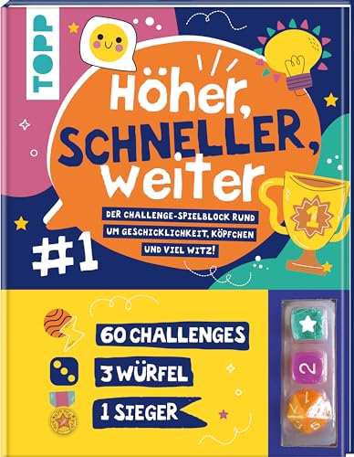 Höher, schneller, weiter! Der Challenge-Spieleblock mit 3 Würfeln: 60 Challenges rund um Geschicklichkeit, Köpfchen und mit viel Witz! Ab 7 Jahren Höher, schneller, weiter! Der Challenge-Spieleblock mit 3 Würfeln: 60 Challenges rund um Geschicklichkeit, Köpfchen und mit viel Witz! Ab 7 Jahren