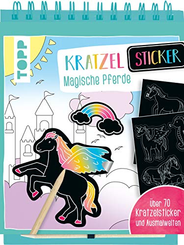 Kratzel-Sticker Magische Pferde, m. Holz-Kratzstift: Über 70 Kratzelsticker und Ausmalwelten