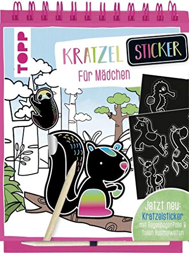 Kratzel-Sticker für Mädchen: Kratzelsticker mit RegenbogenFolie und tollen Ausmalwelten