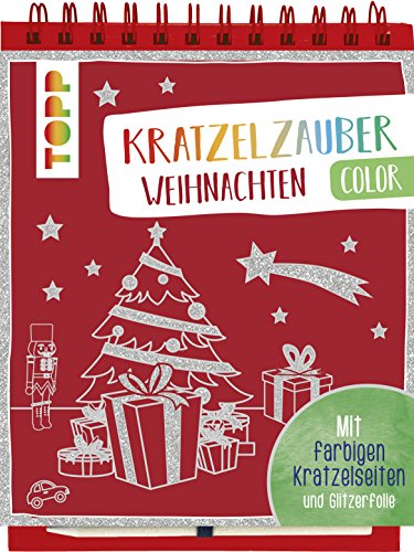 Kratzelzauber Color Weihnachten: Mit farbigen Kratzelseiten und Glitzerfolie