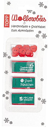 Wollowbies Herzknöpfe & Stofflabel Weihnachten: 9 Herzknöpfe und 9 Sofflabel mit 3 verschiedenen Botschaften zum Anknöpfen Wollowbies Herzknöpfe & Stofflabel Weihnachten: 9 Herzknöpfe und 9 Sofflabel mit 3 verschiedenen Botschaften zum Anknöpfen von Frech