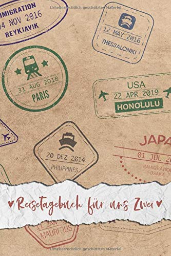 Reisetagebuch für uns Zwei: Urlaubsreise Tagebuch für Paare zum Ausfüllen | Für Paare | ca. DIN A 5, 108 Seiten, Softcover | inkl. Packliste | Im ... Vintage-Look | Tolles Geschenk für Verliebte