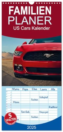 Familienplaner 2025 - US Cars Kalender mit 5 Spalten (Wandkalender, 21 cm x 45 cm), CALVENDO von CALVENDO
