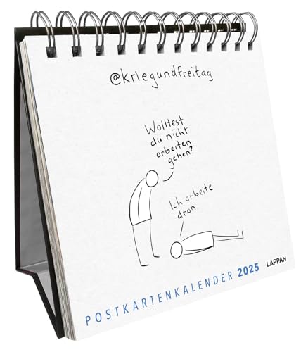 @kriegundfreitag Postkartenkalender 2025: Wochenkalender mit philosophischen, intelligenten und humorvollen Cartoons