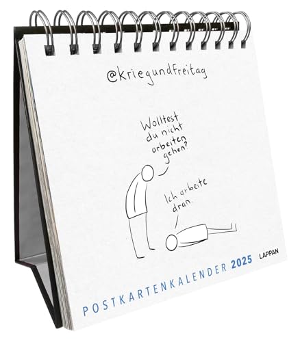 kriegundfreitag: Postkartenkalender 2025: Wochenkalender mit philosophischen, intelligenten und humorvollen Cartoons