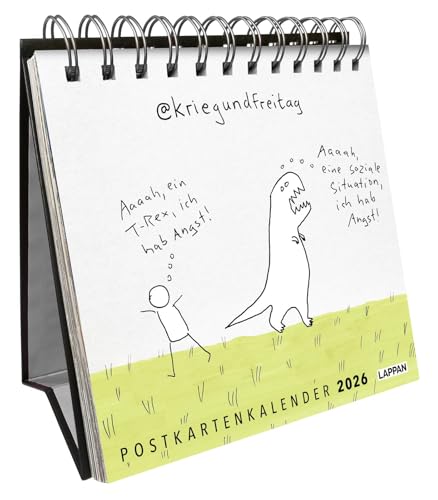 kriegundfreitag: Postkartenkalender 2026: Wochenkalender mit philosophischen, intelligenten und humorvollen Cartoons von Lappan