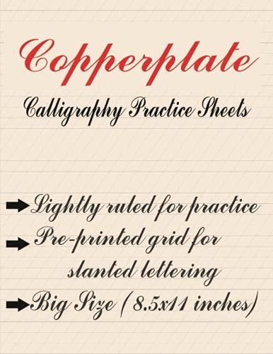 Copperplate Calligraphy Practice Paper sheets/paper pad: Copperplate Hand Lettering Practice Pad | 55 degee Slant Angle Ruled | 90 gsm paper.108 Pages | Modern Calligraphy | Big 8.5x11 inches