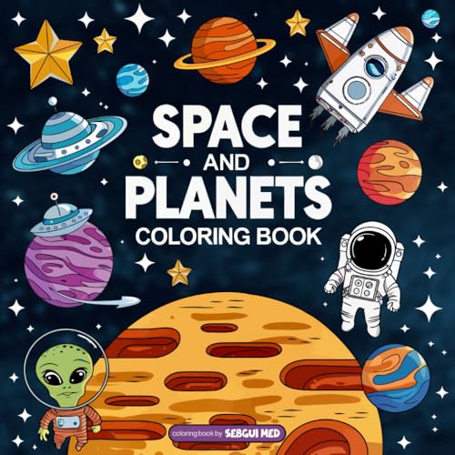 space and planets coloring book: A Cosmic Adventure Through Planets, Stars, and Space Exploration, For Adults & Kids von Independently published