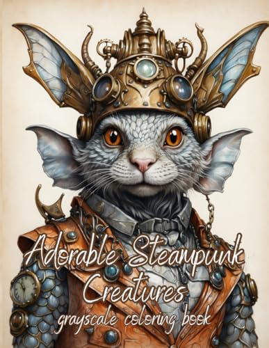 ADORABLE STEAMPUNK CREATURES: grayscale coloring book von Independently published