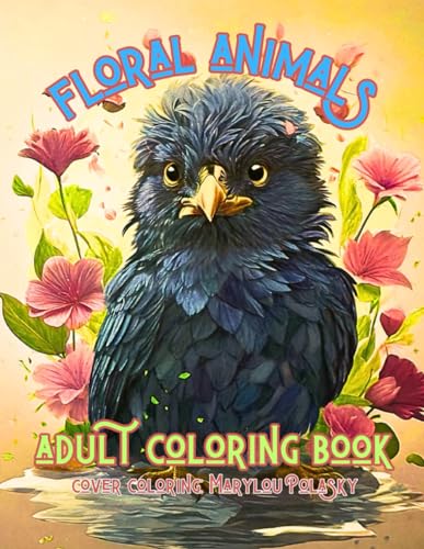 FLORAL ANIMALS: adult grayscale coloring book