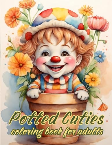 POTTED CUTIES: adult grayscale coloring book