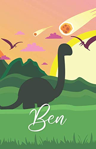 Notizbuch Ben: Personalisiertes Tagebuch / Schreibheft | Dinosaurier Vulkan | viele Vornamen verfügbar | A5 | 110 Seiten mit Punkteraster von Independently published