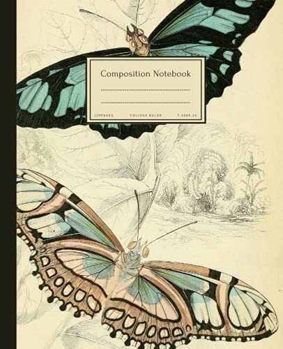 Composition Notebook : Beautiful Vintage Butterflies Illustration.: Foreign butterflies Edinburgh Journal of Natural History and the Physical Sciences(1858). College Ruled, 120 Pages, 7.50 x 9.25"