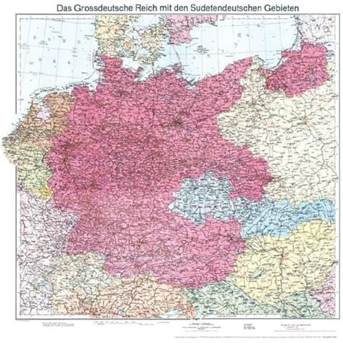 Historische Karte: DEUTSCHLAND 1938 mit Sudetenland (gerollt): Deutsche Reich - Sudetenland