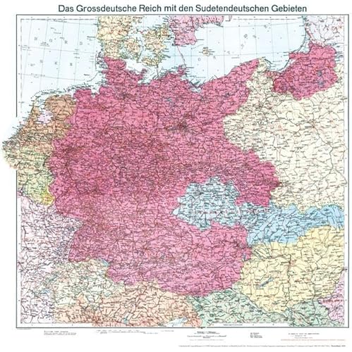 Historische Karte: DEUTSCHLAND 1938 mit Sudetenland (gerollt): Deutsche Reich - Sudetenland