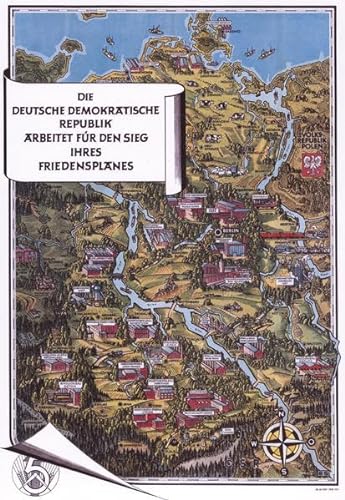 Historische Karte: Die DDR 1952 aus der Vogelperspektive (Plano) von Verlag Rockstuhl