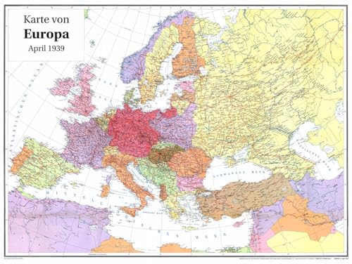 Historische Karte: EUROPA im April 1939 (gerollt): Europa zwischen Ersten und Zweiten Weltkrieg – 1919 bis 1939