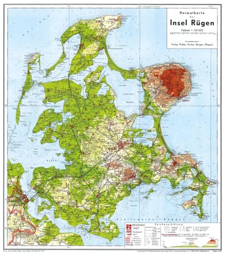 Historische Karte: Heimatkarte der Insel Rügen 1949 (gerollt): Mit Streckennetz der Rügenschen Kleinbahn von Verlag Rockstuhl