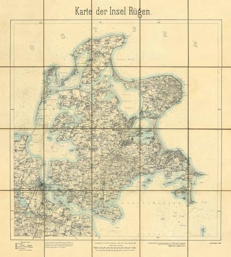 Historische Karten: Die Insel Rügen 1889 (gerollt): Deutsches Reich - Königreich Preußen - Provinz Pommern von Verlag Rockstuhl