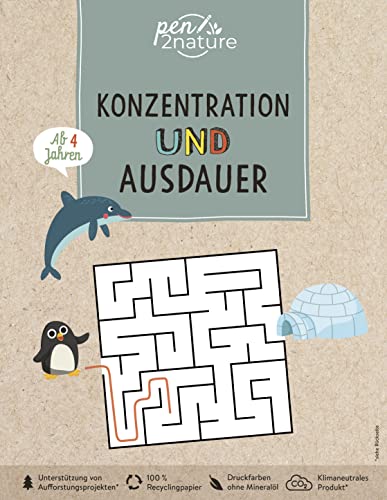 Konzentration und Ausdauer für Kinder ab 4 Jahren. Bunte Übungen für Vorschulkinder: Umweltfreundliches Vorschulbuch mit vielen Aufgaben. Nachhaltiger Rätselspaß auf Recyclingpapier (pen2nature kids) Konzentration und Ausdauer für Kinder ab 4 Jahren. Bunte Übungen für Vorschulkinder: Umweltfreundliches Vorschulbuch mit vielen Aufgaben. Nachhaltiger Rätselspaß auf Recyclingpapier (pen2nature kids) von Pen2nature