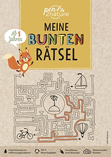 Meine bunten Rätsel. Block für Kinder ab 5 Jahren: pen2nature: 100% Recyclingpapier - klimaneutrale Produktion - unterstützt Aufforstungsprojekte (pen2nature kids) von Naumann & Goebel Verlagsgesellschaft mbH