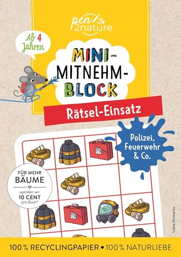 Mini-Mitnehm-Block Rätsel-Einsatz: Rätselspaß im Mini-Format für unterwegs I mit Polizei, Feuerwehr und Co. I Ab 4 Jahren Mini-Mitnehm-Block Rätsel-Einsatz: Rätselspaß im Mini-Format für unterwegs I mit Polizei, Feuerwehr und Co. I Ab 4 Jahren von Pen2nature