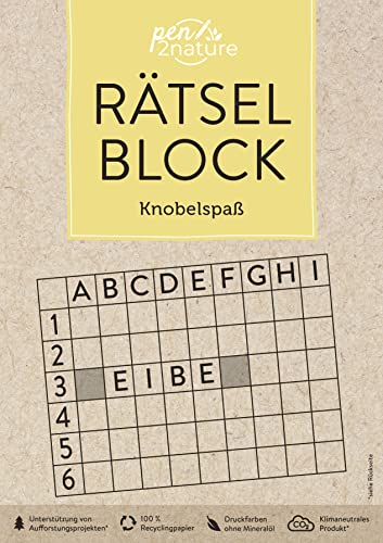 Rätselblock Knobelspaß: pen2nature: 100 % Recyclingpapier - klimaneutrale Produktion - unterstützt Aufforstungsprojekte (pen2nature books) Rätselblock Knobelspaß: pen2nature: 100 % Recyclingpapier - klimaneutrale Produktion - unterstützt Aufforstungsprojekte (pen2nature books)