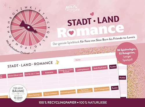Stadt-Land-Romance: Der geniale Spielblock für Fans von Slow Burn bis Friends-to-Lovers | Mit Buchstaben-Drehrad Stadt-Land-Romance: Der geniale Spielblock für Fans von Slow Burn bis Friends-to-Lovers | Mit Buchstaben-Drehrad von Pen2nature