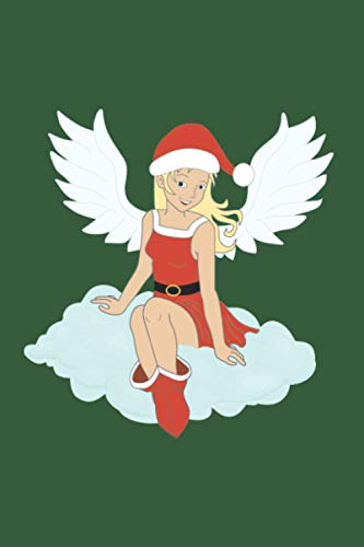 Weihnachten mit Engel blond Wolke: Personalisiertes Notizbuch (6“ x 9“ ~ DinA5) 120 linierte Seiten Tagebuch / Poesiealbum mit niedlichem Weihnachtsmotiv