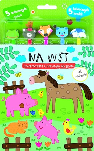 Na wsi. Kolorowanka z barwnym obrysem von Olesiejuk