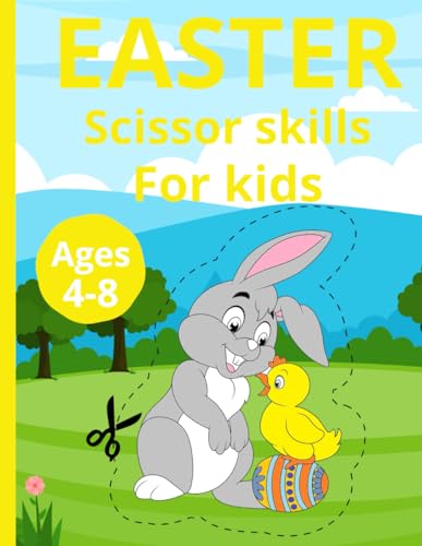 Easter scissor skills for kids ages 4-8: 3-in-1 activity book coloring, cutting, gluing.