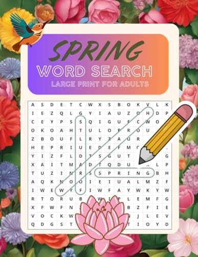 Spring Word Search Large Print For Adults: Fun and Relaxing Word Search Puzzle Book for Adult