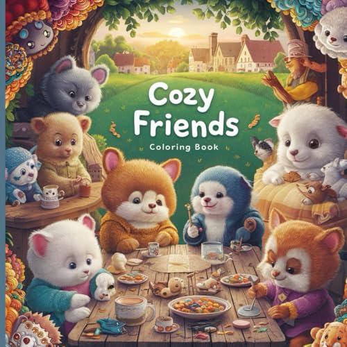 Cozy Friends: Coloring Book for Adults and Teens Featuring Super Cute Animal Characters with Easy and Simple Designs for Relaxation (Cozy Spaces Coloring)