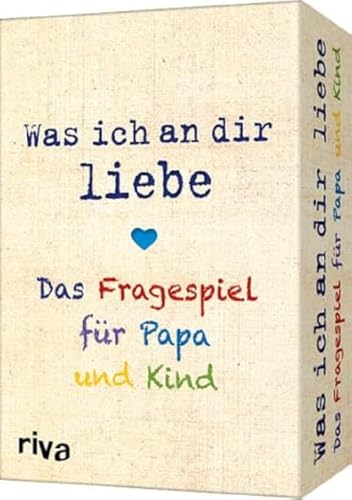 Was ich an dir liebe – Das Fragespiel für Papa und Kind: Liebevolle Fragen für unterhaltsame Momente. Das perfekte Geschenk für Vatertag, Weihnachten und Geburtstag Was ich an dir liebe – Das Fragespiel für Papa und Kind: Liebevolle Fragen für unterhaltsame Momente. Das perfekte Geschenk für Vatertag, Weihnachten und Geburtstag von RIVA