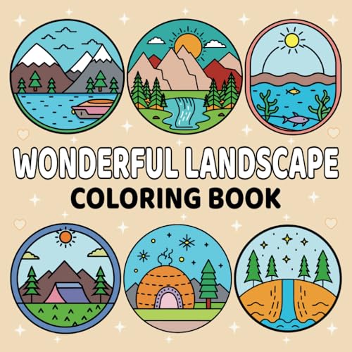 Wonderful Landscapes Coloring Book: Bold and Easy Stress Relief Design for Adults and Kids (Bold & Easy Coloring) von Independently published